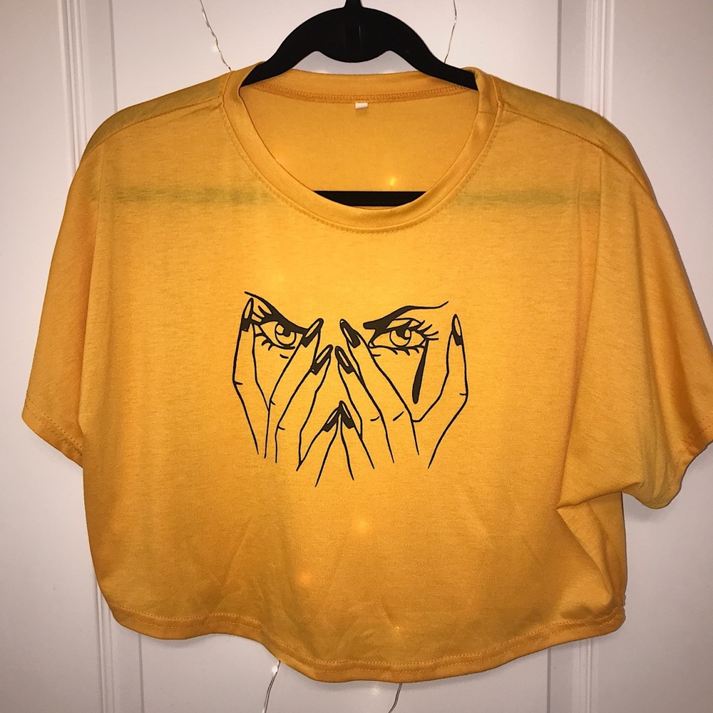 Yellow Designed Crop Top